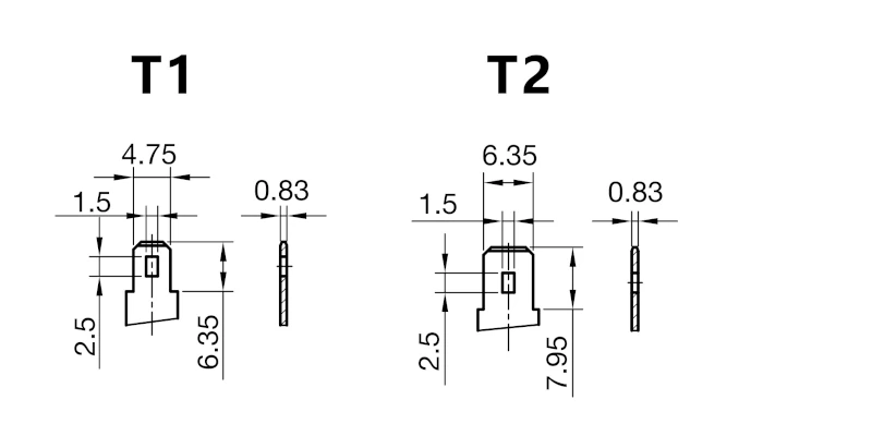 terminal type: T1, T2